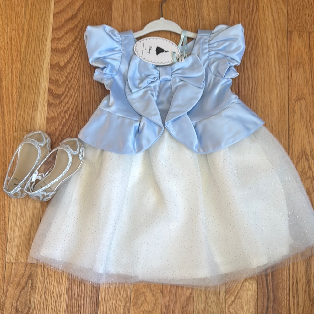 Light Blue and White Dress with Shoes